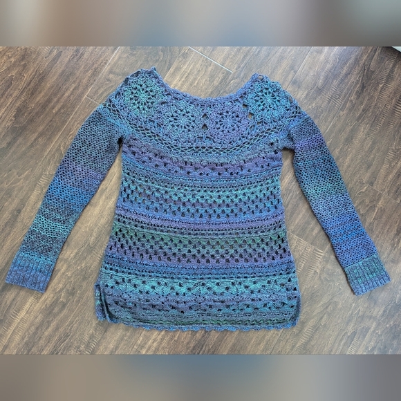 Free People Sweaters - Free People Ring of Rose Crochet Sweater Indigo